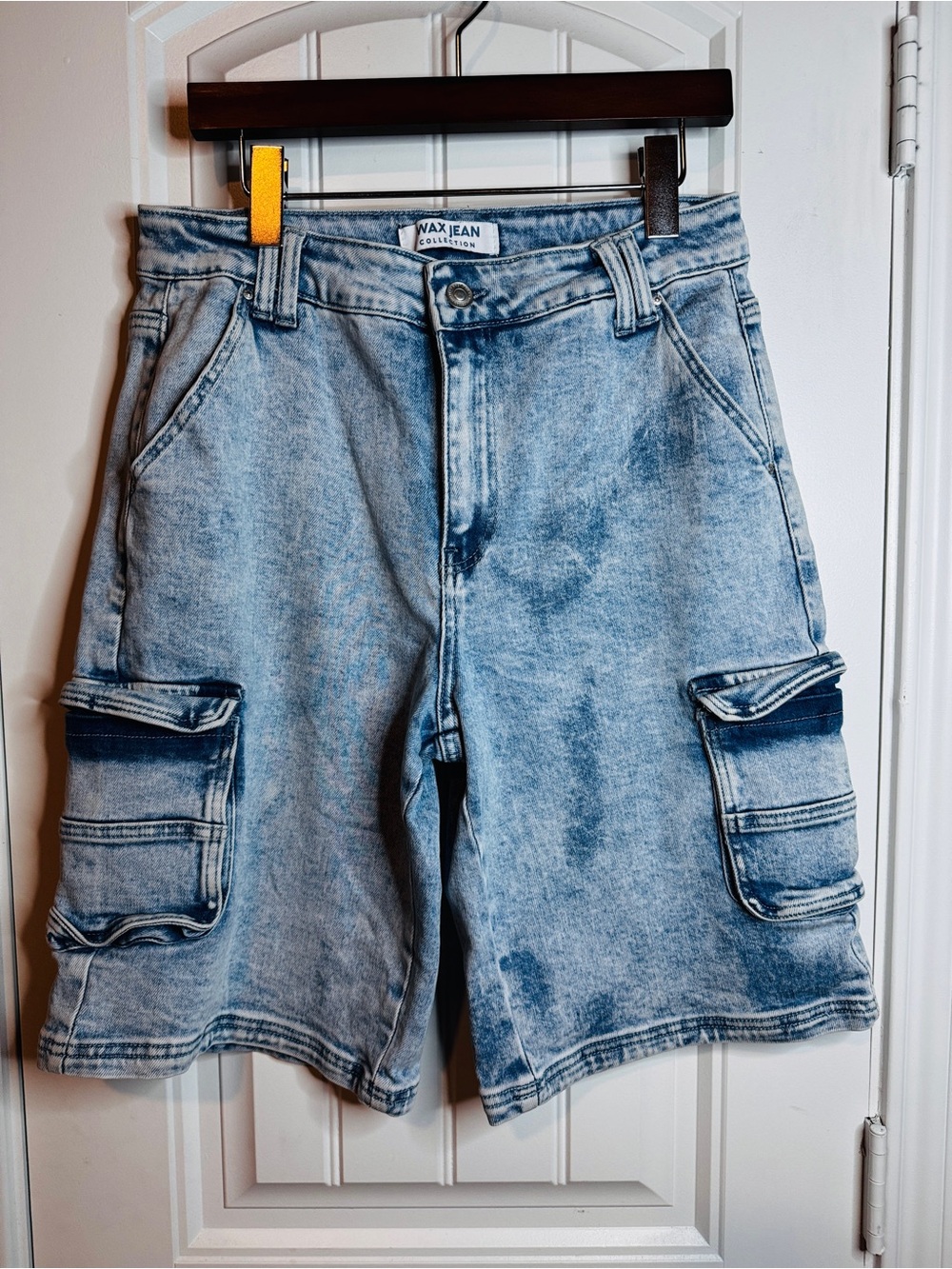 Wax Jean baggy cargo shorts Light Blue Denim size medium